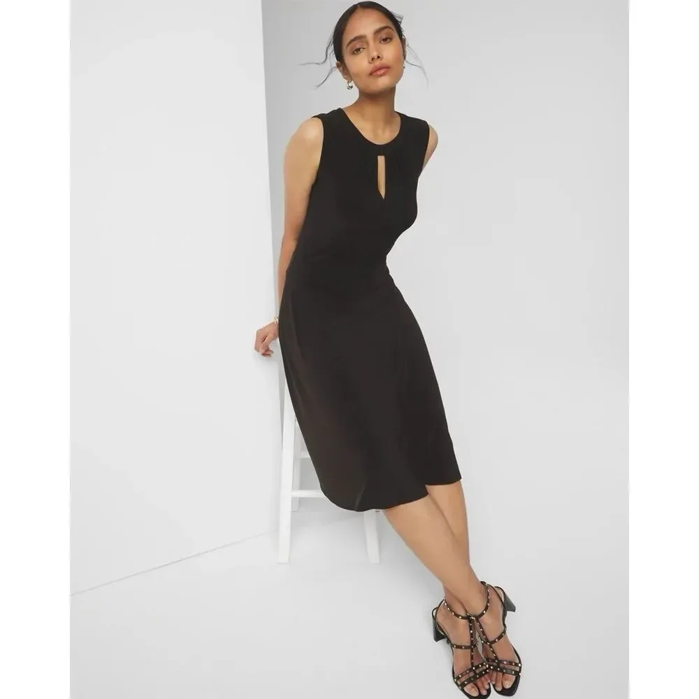 White House Black Market Jersey Knit Keyhole Dress Classic Wedding Office Size 6
